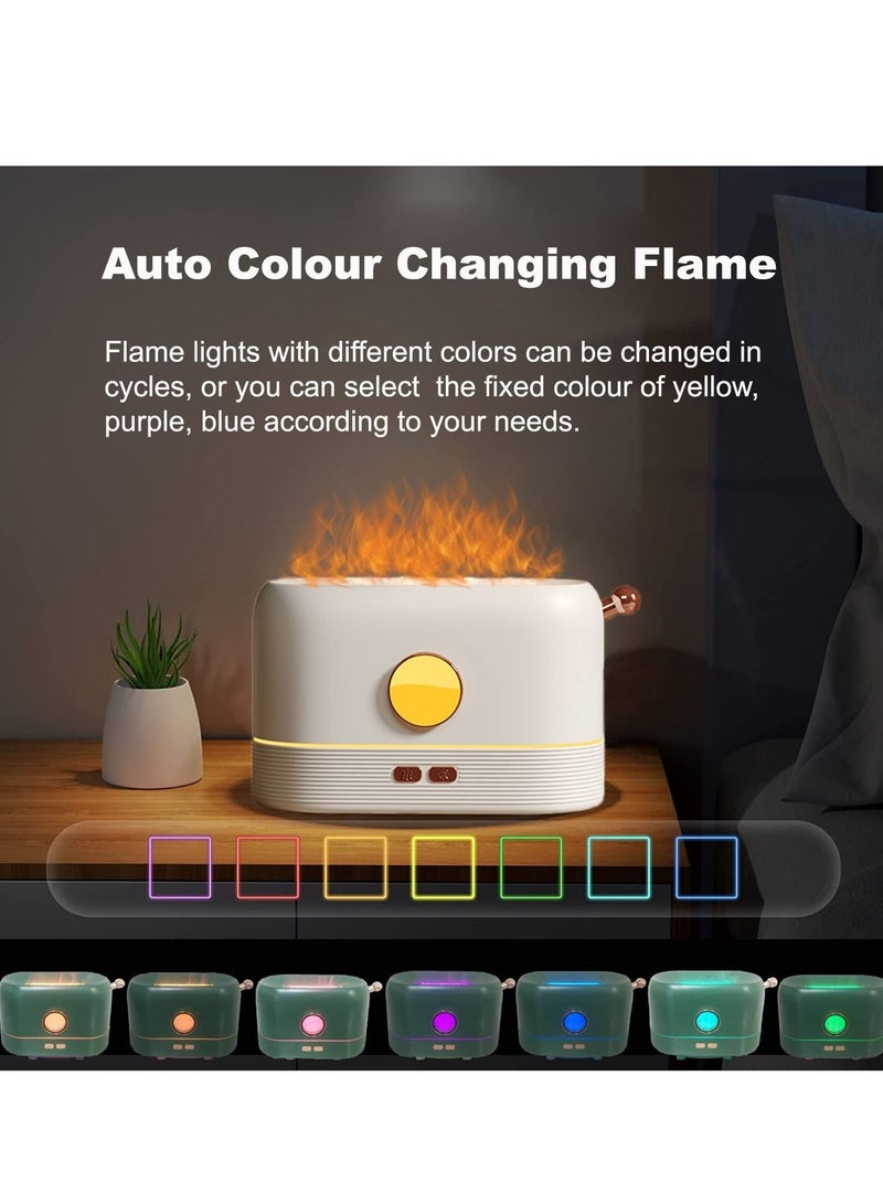 Flame Humidifier Essential Oil Diffuser with Smart Shut Off, 3D Cool Mist Yoga SPA Perfect for Home Bedroom Office and Gifting Friends Family 200ml Ultrasonic Aroma | White