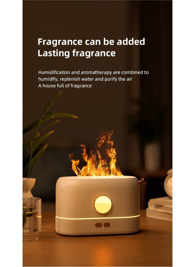 Flame Humidifier Essential Oil Diffuser with Smart Shut Off, 3D Cool Mist Yoga SPA Perfect for Home Bedroom Office and Gifting Friends Family 200ml Ultrasonic Aroma | White