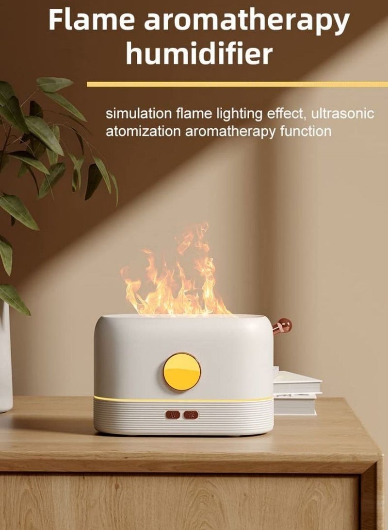 Flame Humidifier Essential Oil Diffuser with Smart Shut Off, 3D Cool Mist Yoga SPA Perfect for Home Bedroom Office and Gifting Friends Family 200ml Ultrasonic Aroma | White