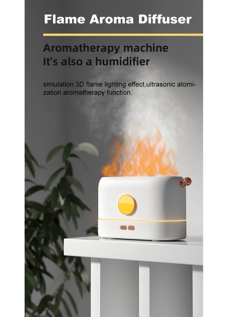 Flame Humidifier Essential Oil Diffuser with Smart Shut Off, 3D Cool Mist Yoga SPA Perfect for Home Bedroom Office and Gifting Friends Family 200ml Ultrasonic Aroma | White