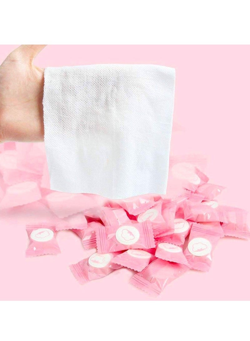 Compressed Towels, 56 Pcs Coin Tissues Camping Wipes Toilet Paper Tablets Portable Towels for Home Beauty and Outdoors Hiking