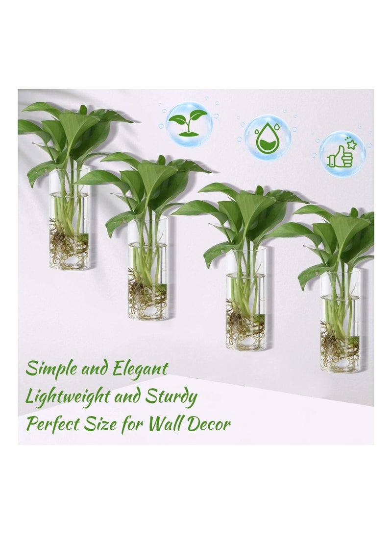 Glass Wall Vase for Plants, 6PCS Hanging Planters, Plant Containers, Indoor Propagation Planter Container Holder, with Plastic Invisible Hangers, Terrarium