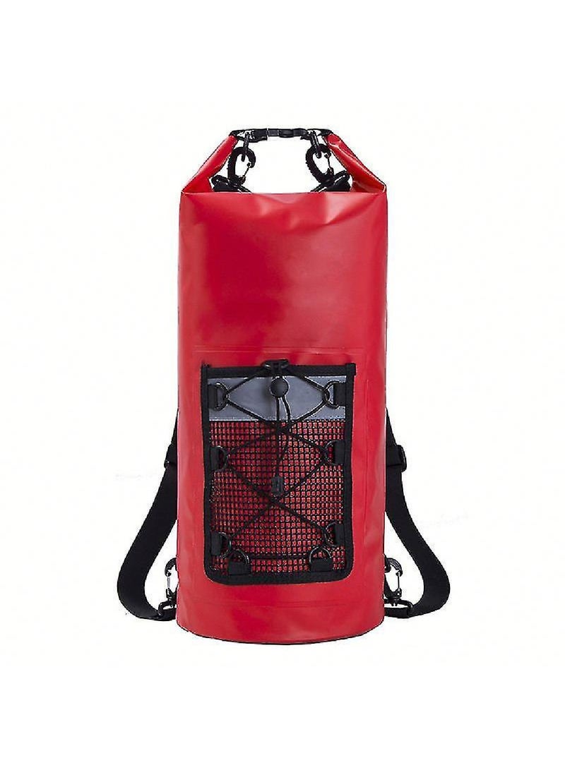 Red Portable Foldable Thermal Tarpaulin, Dry Bag Backpack 30L
