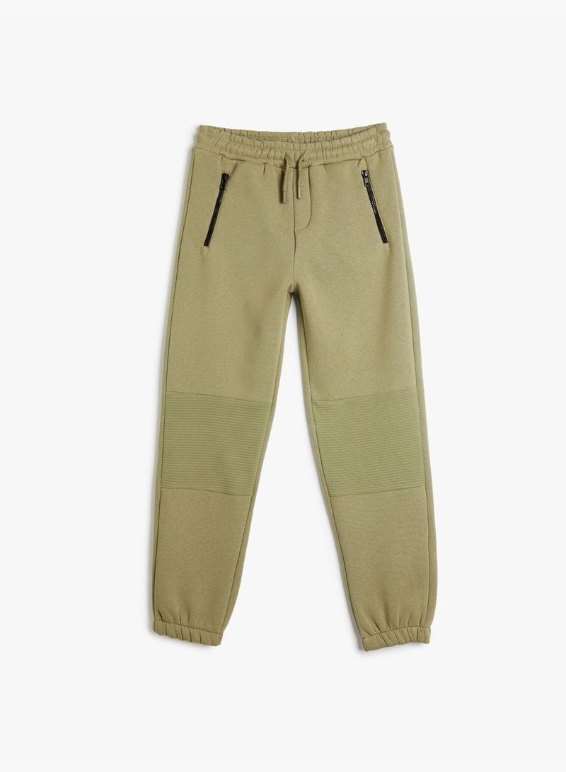 Jogger Sweatpants Zipper and Pocket Detail Soft Interior