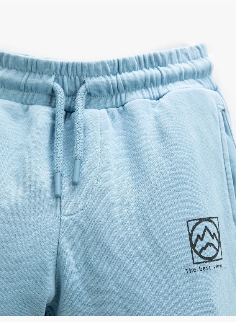 Jogger Sweatpants Drawstring Pockets Printed Detail Cotton