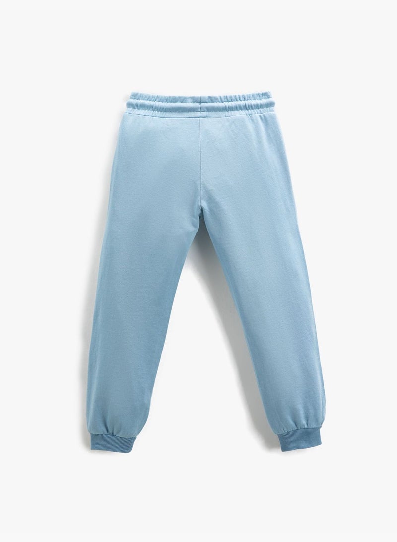 Jogger Sweatpants Drawstring Pockets Printed Detail Cotton