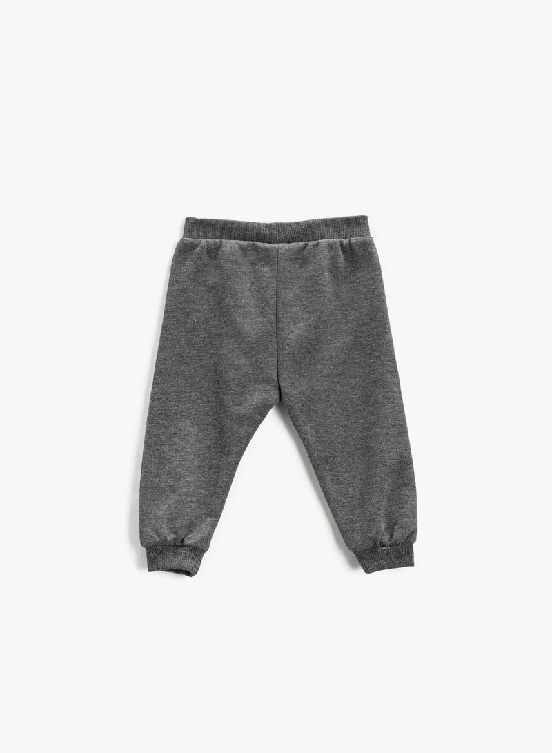 Jogger Sweatpants Button Detail Elastic Waistband