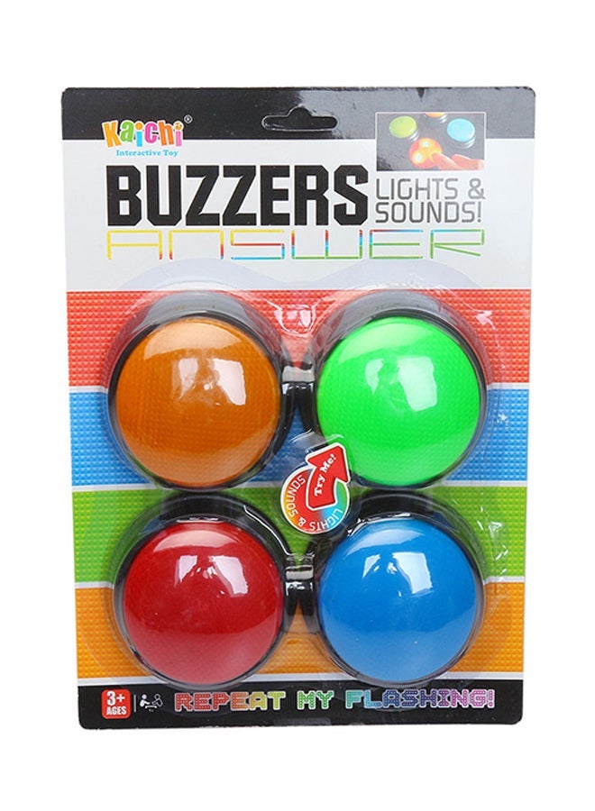 4-Piece Lights And Sounds Answer Buzzer 19×26×4centimeter