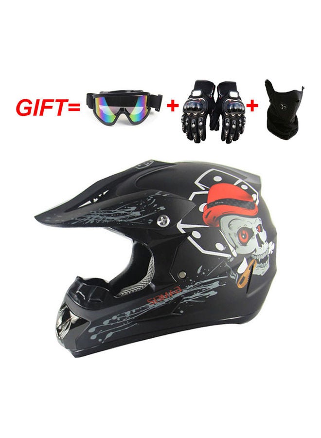 5-Piece Full-Face Off-Road Motorcycle Helmet And Accessories Set 36x36x36cm