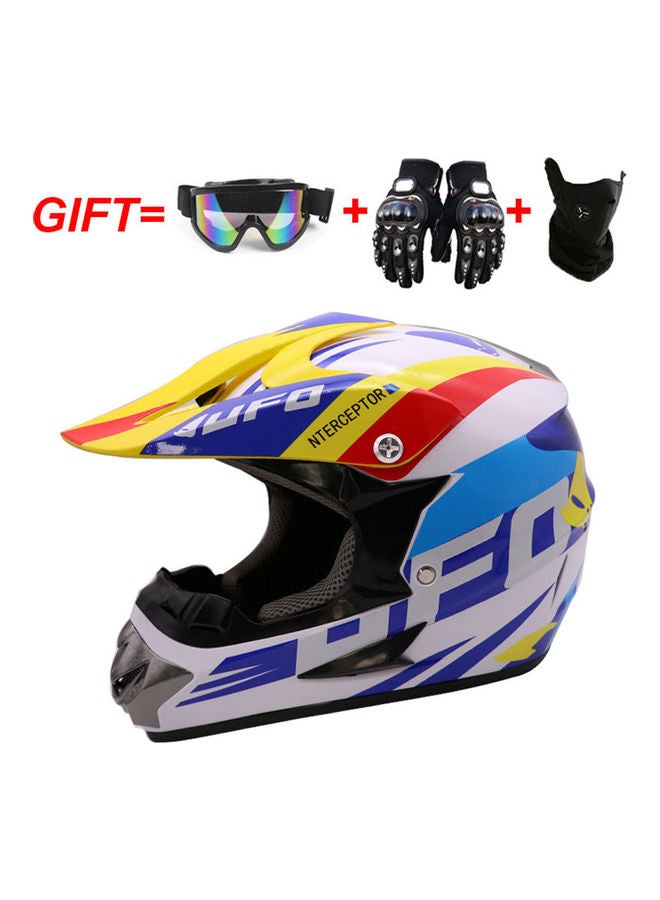 5-Piece Full-Face Off-Road Motorcycle Helmet And Accessories Set 34x34x34cm