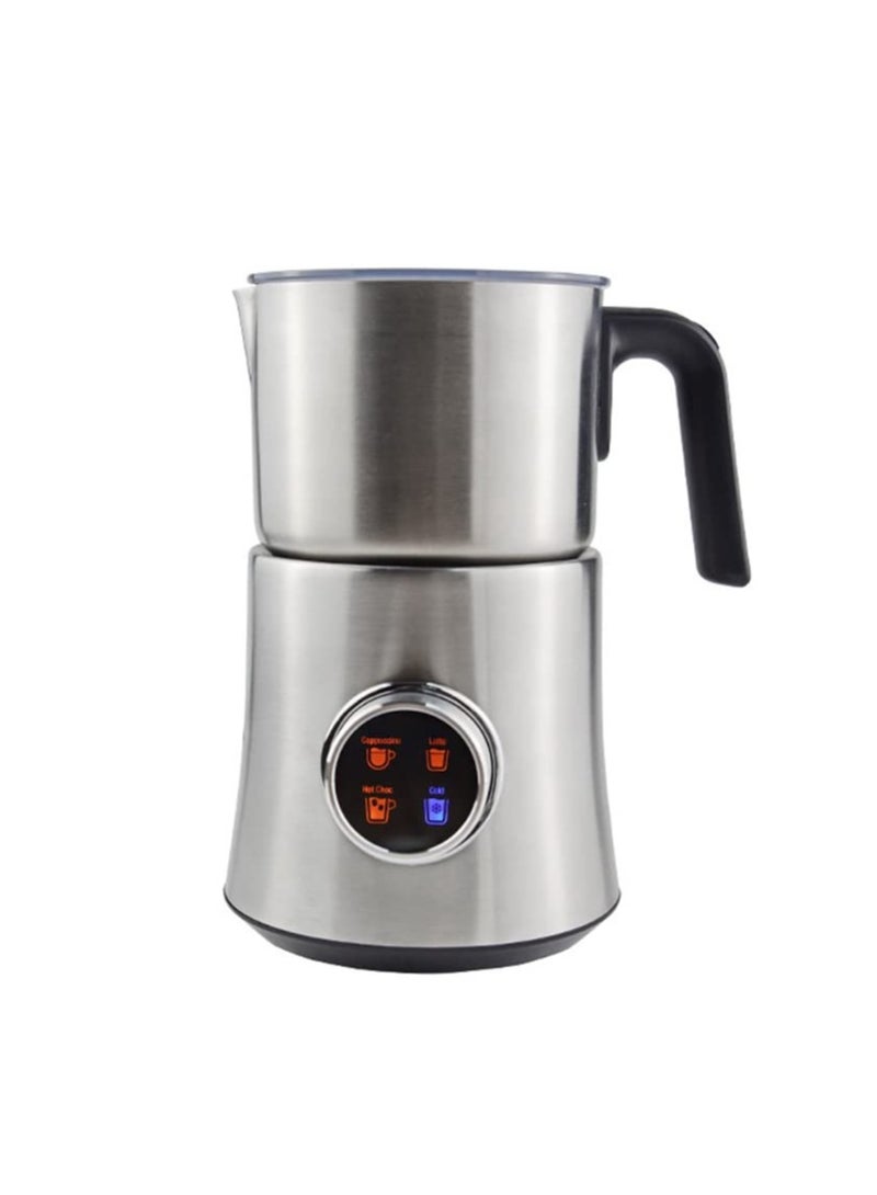 Milk Frother Machine, 4-in-1 Detachable Stainless Steel Hot & Cold Electric Milk Warmer and Foam Maker with Smart Touch Control and Dishwasher Safe for Latte/Macchiato/Cappuccino/Milk Heating