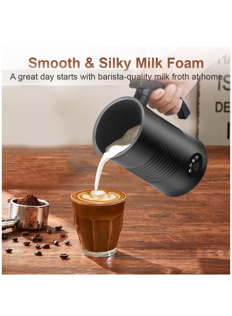 Electric Coffee Milk Frother, Milk Steamer Soft Foam Maker with Two Whisks for Frothing and Heating Milk, 4 IN 1 Multifunction for Hot & Cold Froth, Automatic off & Easy Cleaning