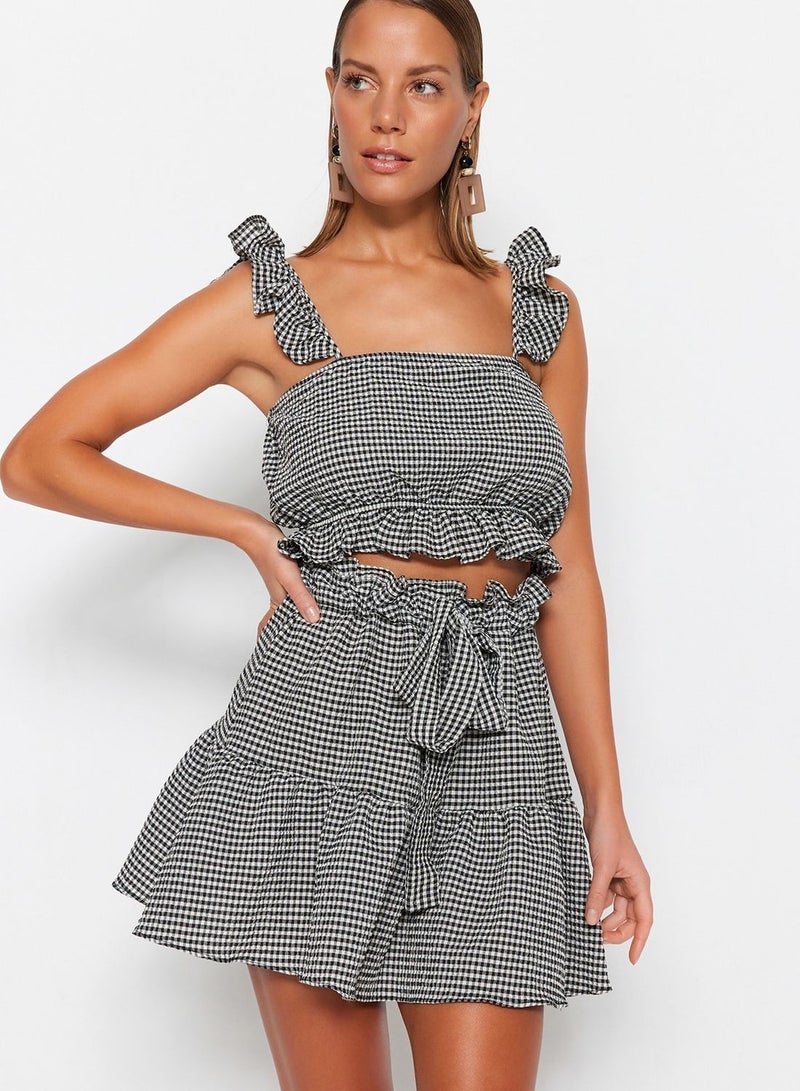 Gingham Ruffle Top & Skirt Set