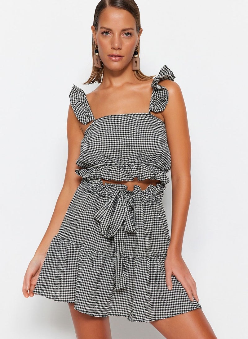 Gingham Ruffle Top & Skirt Set