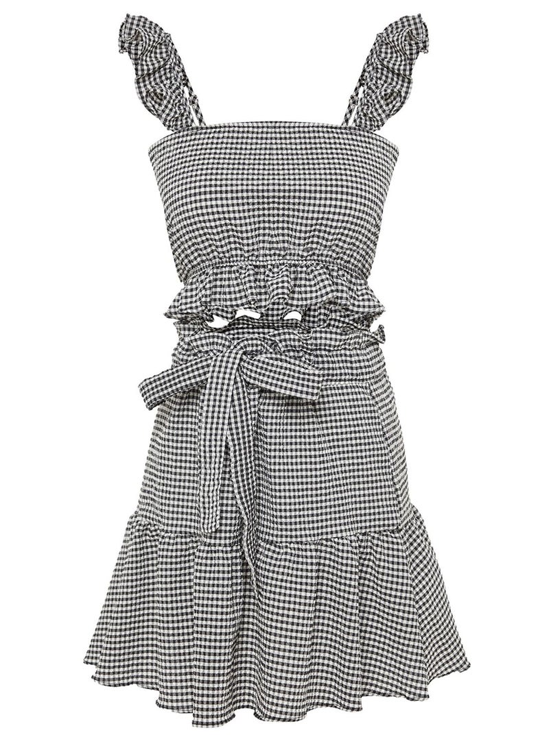 Gingham Ruffle Top & Skirt Set