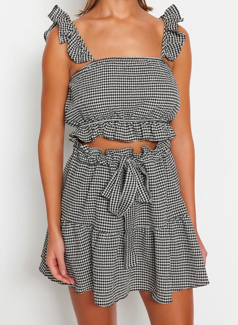 Gingham Ruffle Top & Skirt Set