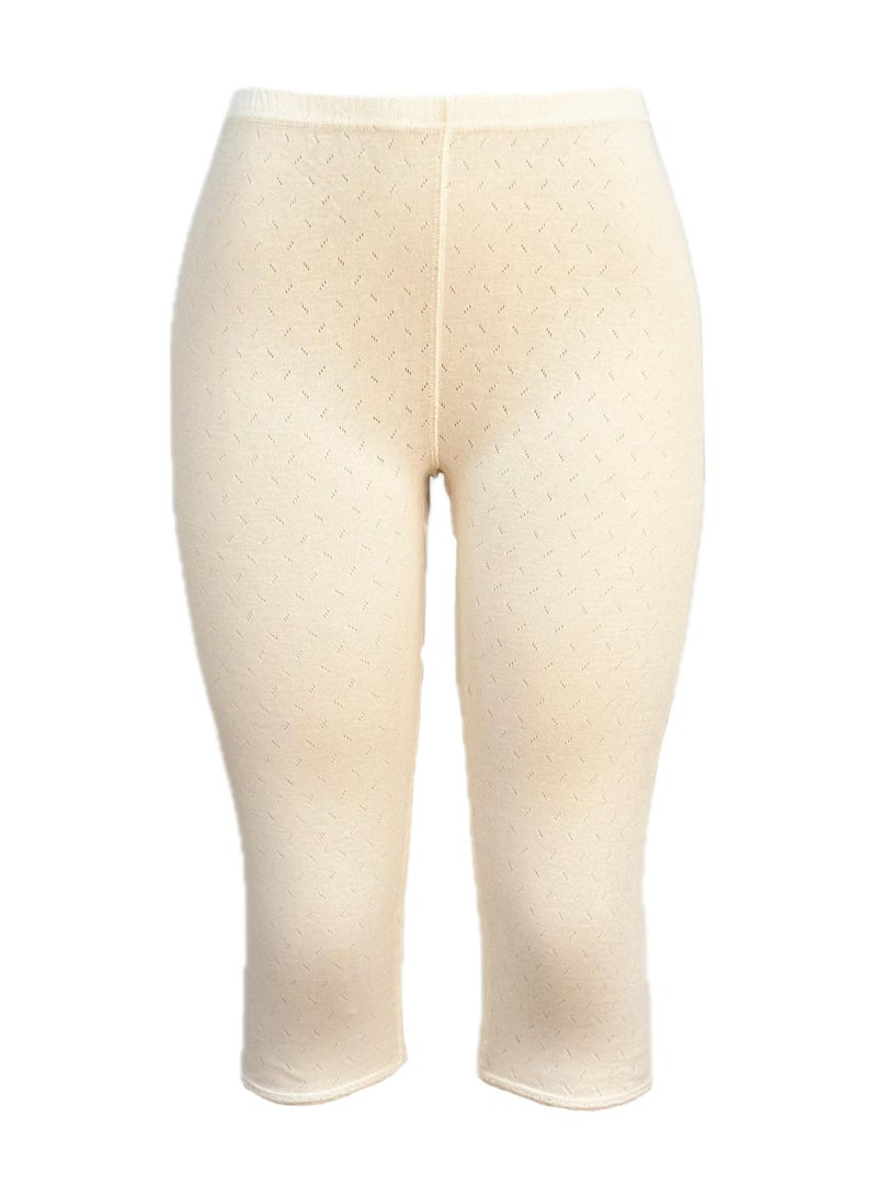 3- Pieces Women's Perforated Cotton Bermuda Offwhite