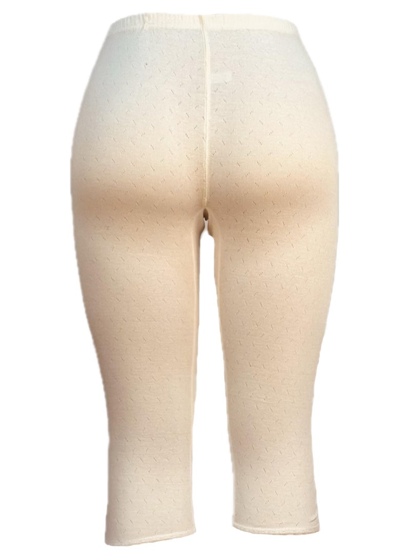 3- Pieces Women's Perforated Cotton Bermuda Offwhite