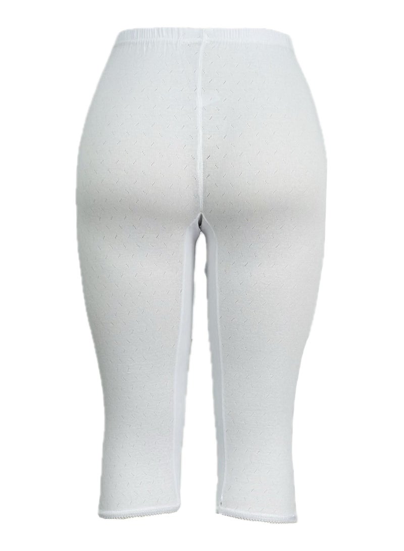 3- Pieces Women's Perforated Cotton Bermuda White