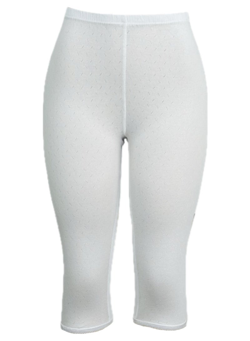 3- Pieces Women's Perforated Cotton Bermuda White