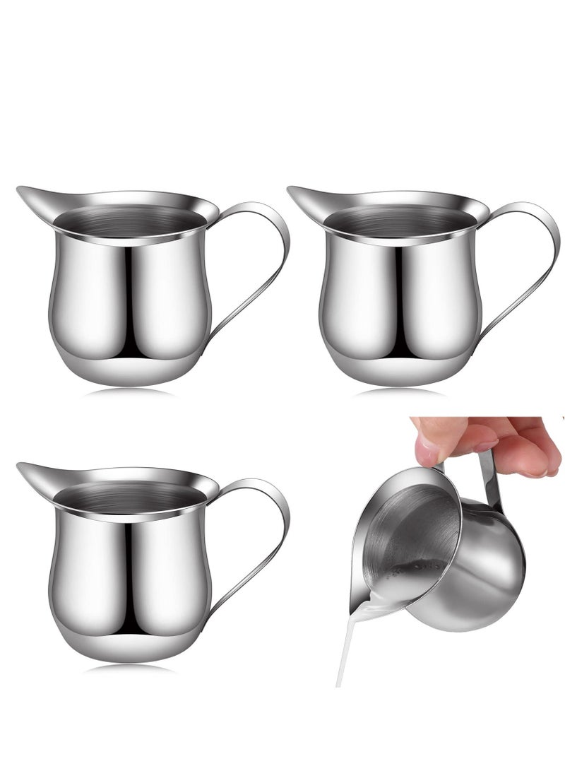 Creamer Pitcher, 4 Pieces Bell Shaped Creamer 3 Ounce Espresso Pouring Cup Stainless Steel Creamer Pitcher Mirror Finish Mini Stainless Steel Pitcher for Coffee Shop Restaurant Bakery Kitchen
