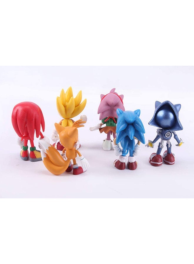 6-Piece Sonic Exclusively Designed The Hedgehog Action Figure Set Kids Toy Multicolour 2 to 3cm