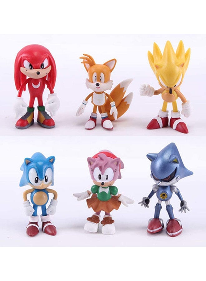 6-Piece Sonic Exclusively Designed The Hedgehog Action Figure Set Kids Toy Multicolour 2 to 3cm