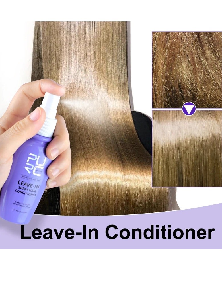 55ml Leave in Spray Hair Conditioner with Coconut Oil Strengthen and Repair Damaged Hair Moisturizing Hydrating Smooth Shiny Hair Leave in Conditioner Straightening Hair Serum