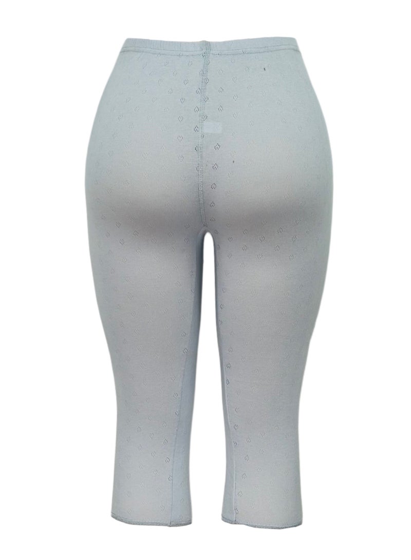 3- Pieces Women's Perforated Cotton Bermuda Grey