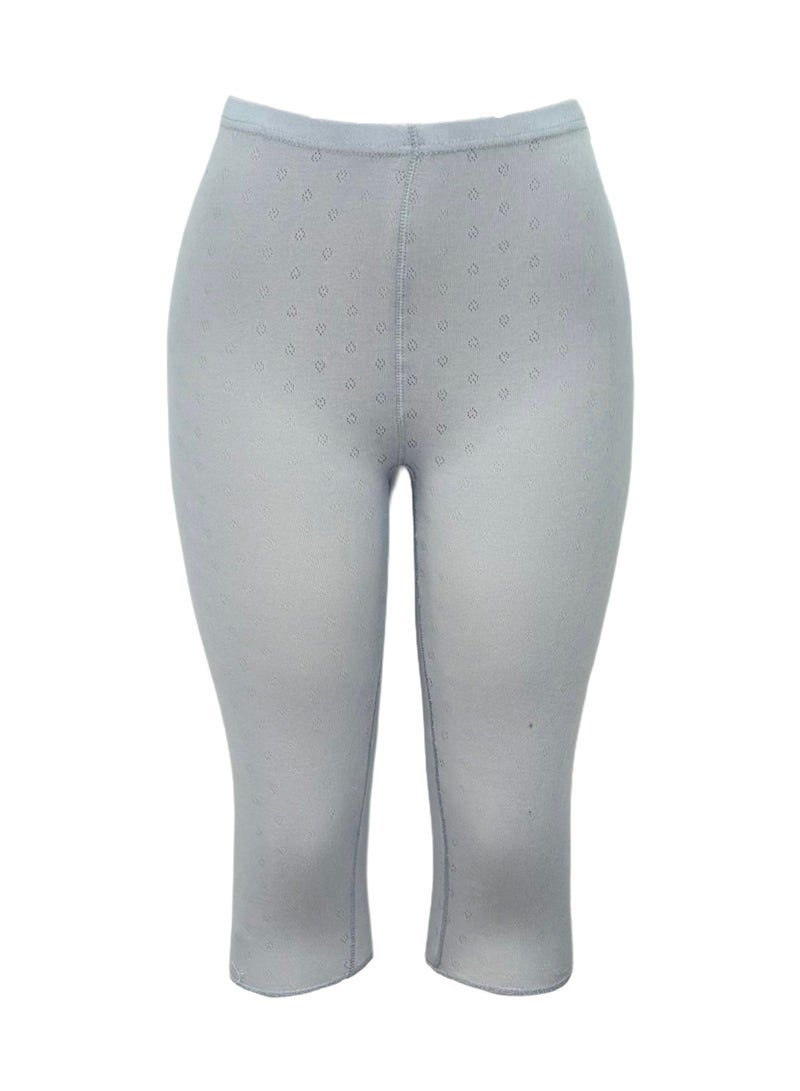 3- Pieces Women's Perforated Cotton Bermuda Grey