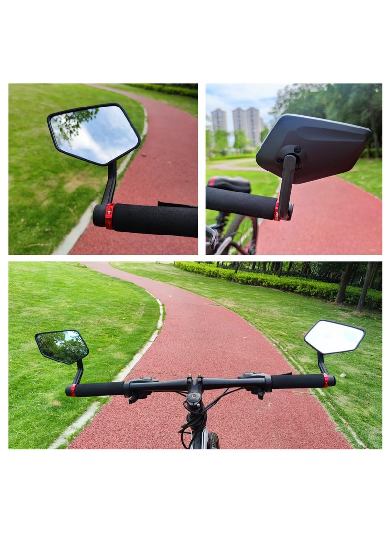 1 Pair Bike Handlebar Rearview Mirror, Automotive Grade Glass Lens, HD 360 Wide Angle Degree Adjustable Mountain Bike Scooter Rearview Mirror, Scratch Resistant, Safe Bicycle Rearview Mirrors