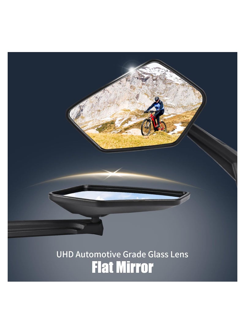 1 Pair Bike Handlebar Rearview Mirror, Automotive Grade Glass Lens, HD 360 Wide Angle Degree Adjustable Mountain Bike Scooter Rearview Mirror, Scratch Resistant, Safe Bicycle Rearview Mirrors