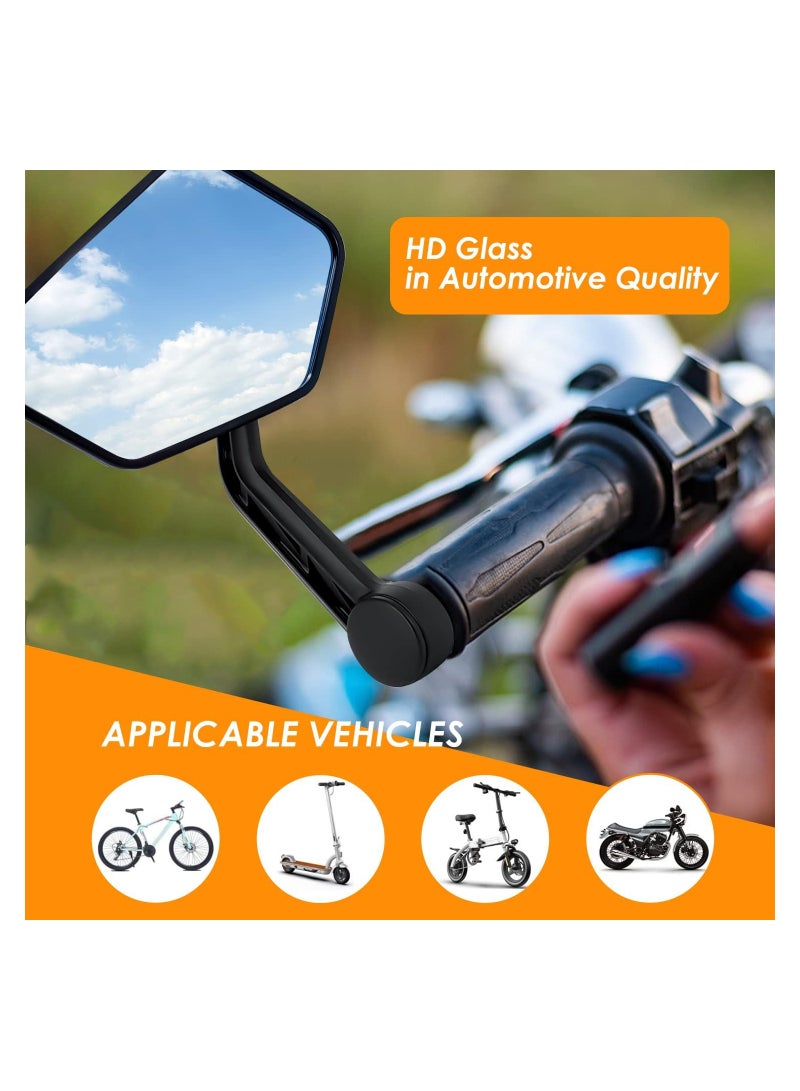 1 Pair Bike Handlebar Rearview Mirror, Automotive Grade Glass Lens, HD 360 Wide Angle Degree Adjustable Mountain Bike Scooter Rearview Mirror, Scratch Resistant, Safe Bicycle Rearview Mirrors