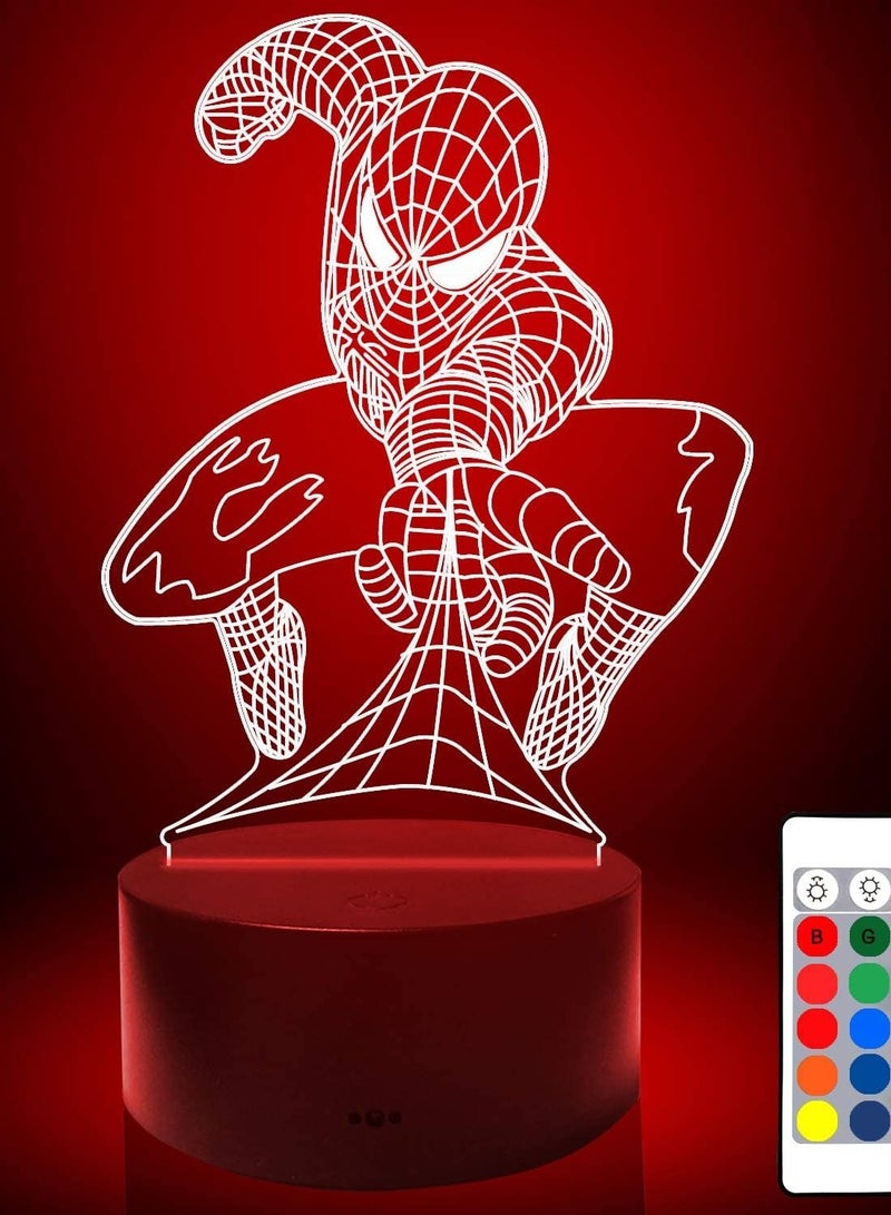 Spiderman 3D Night Light Movie Character 16 Color Transform USB Touch and Remote Control LED Kids Bedroom Table Lamp Baby sleep Light Decoration Gift