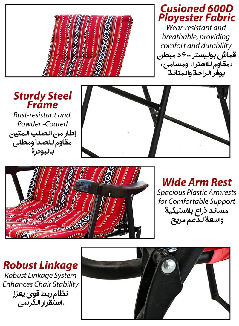 Folding Camping Chair With Traditional Cushion Seating Sadu Vintage Chair Padded Oxford Cloth Waterproof Ideal For Camping Hiking Garden Fishing Beach Lounging Portable Foldable Picnic Travel Chair