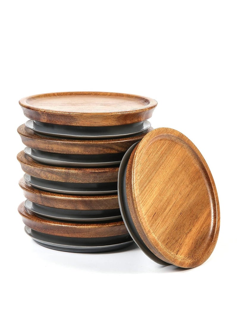 6pcs Wooden Jar Lids Natural Bamboo Wood Reusable Ball Wooden Lids for Airtight Regular Mouth Jars