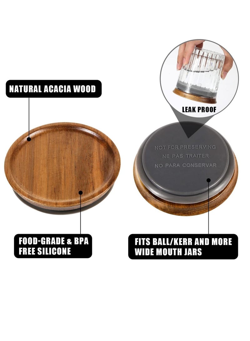 6pcs Wooden Jar Lids Natural Bamboo Wood Reusable Ball Wooden Lids for Airtight Regular Mouth Jars