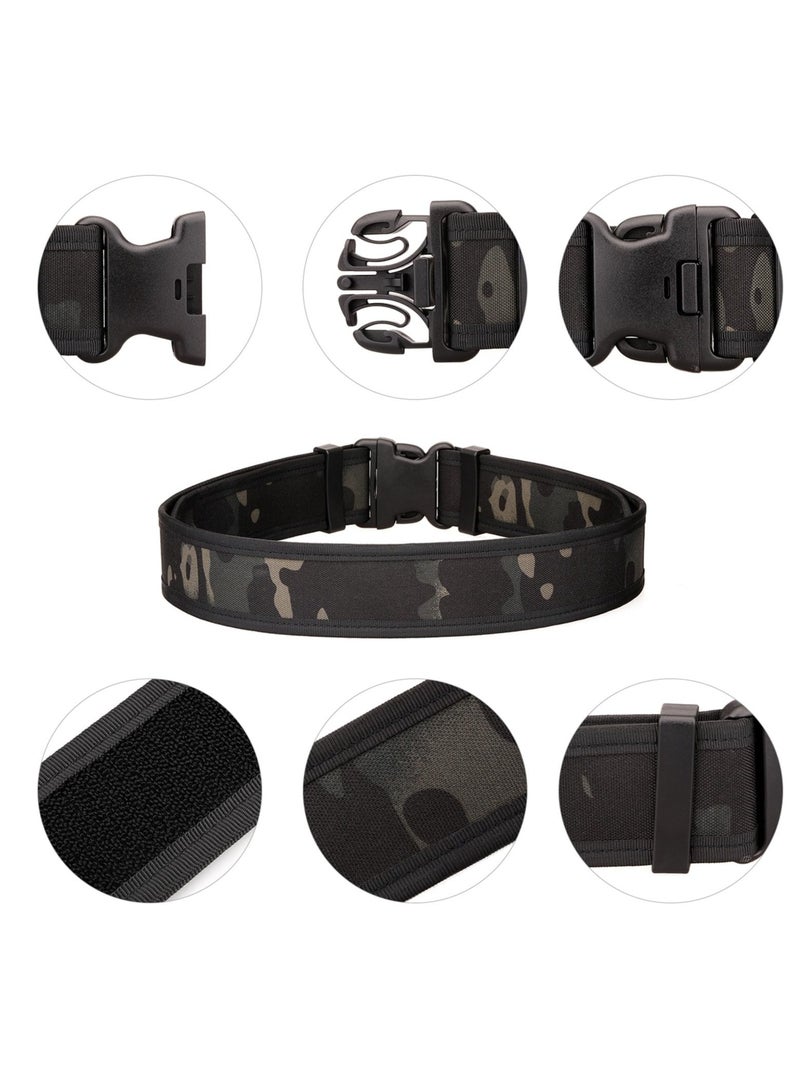 Nylon Tactical Men Belt, Work Belts for Men, Adjustable, for Men Military Hiking Riggers Belt with Heavy Duty Quick Release Buckle, Suitable for Work and Travel (Camouflage, Black Brown)