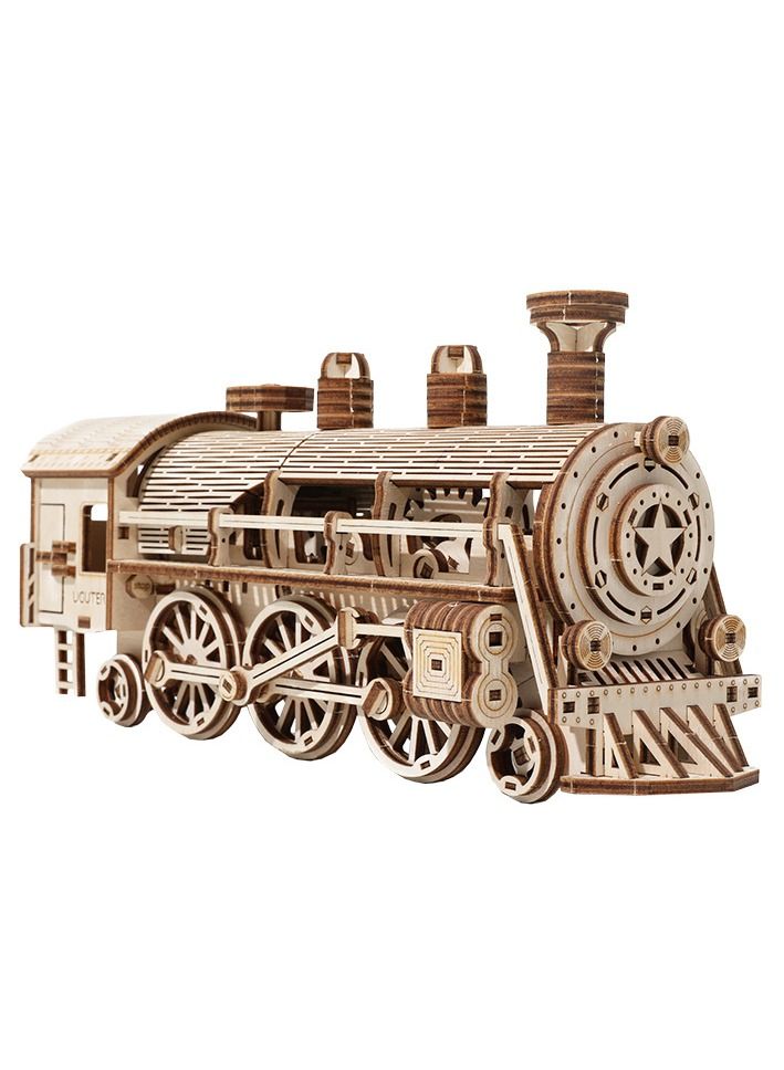 3D Wooden Puzzles for Adults Train Model Self Assembly Mechanical Model Kit Brain Teaser Game for Teens and Adults Hand Craft Set Unique Birthday Gift