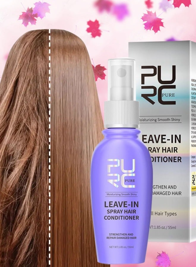 55ml Leave in Spray Hair Conditioner with Coconut Oil Strengthen and Repair Damaged Hair Moisturizing Hydrating Smooth Shiny Hair Leave in Conditioner Straightening Hair oil