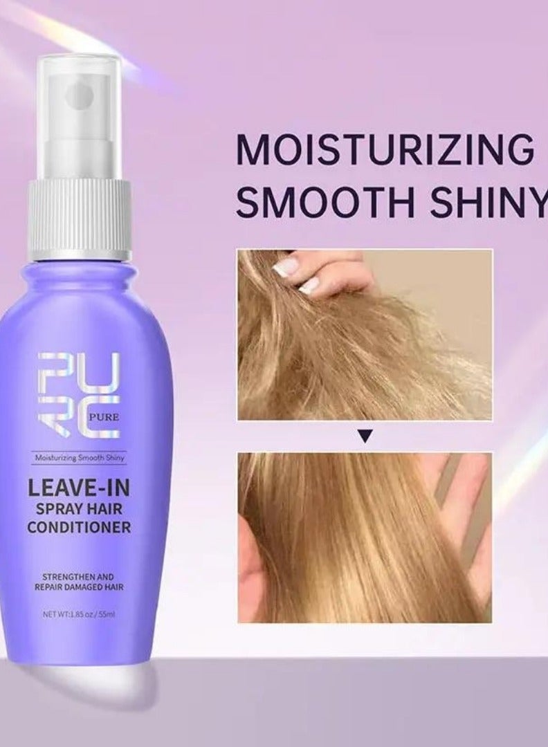 55ml Leave in Spray Hair Conditioner with Coconut Oil Strengthen and Repair Damaged Hair Moisturizing Hydrating Smooth Shiny Hair Leave in Conditioner Straightening Hair oil