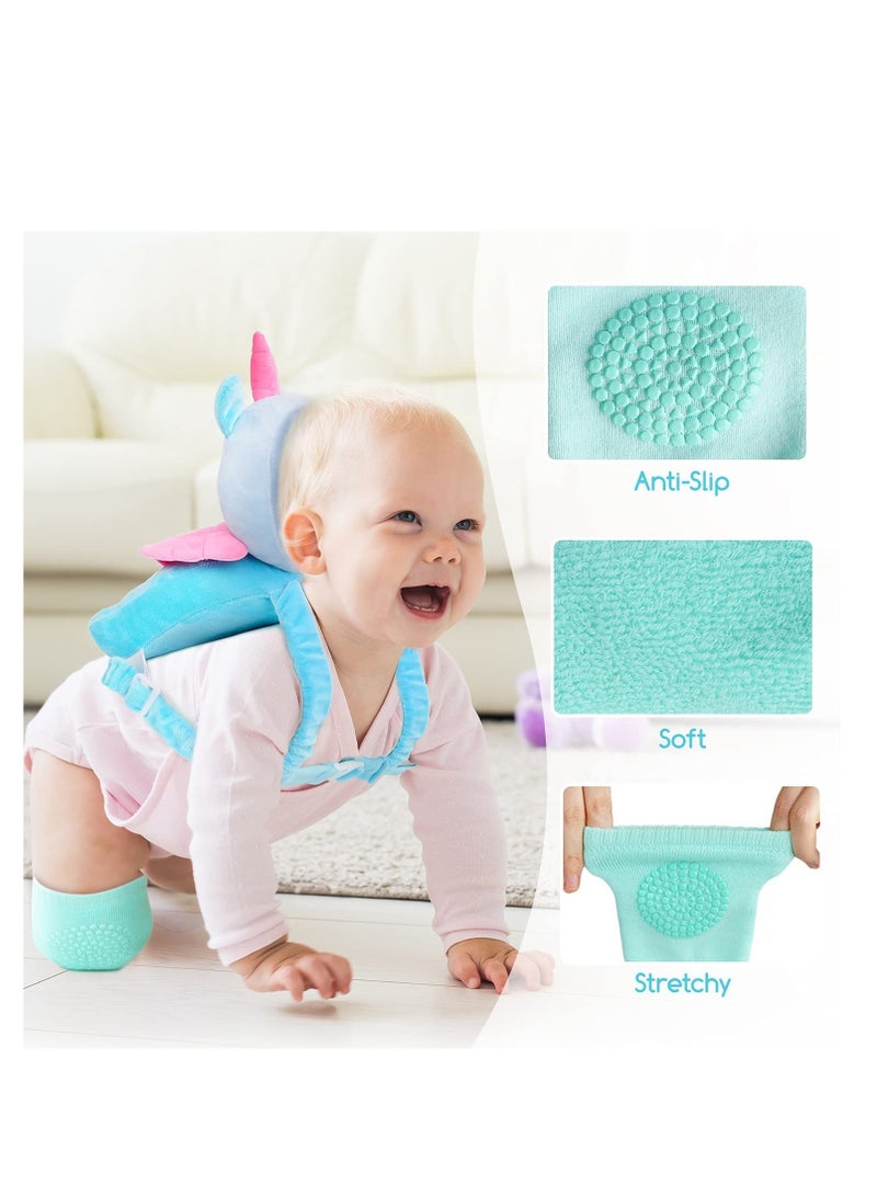 Baby Head Protector & Baby Knee Pads for Crawling Toddler Walkers Safety Pillow Cushion Adjustable for 5-24 Months Baby Head Protector Backpack