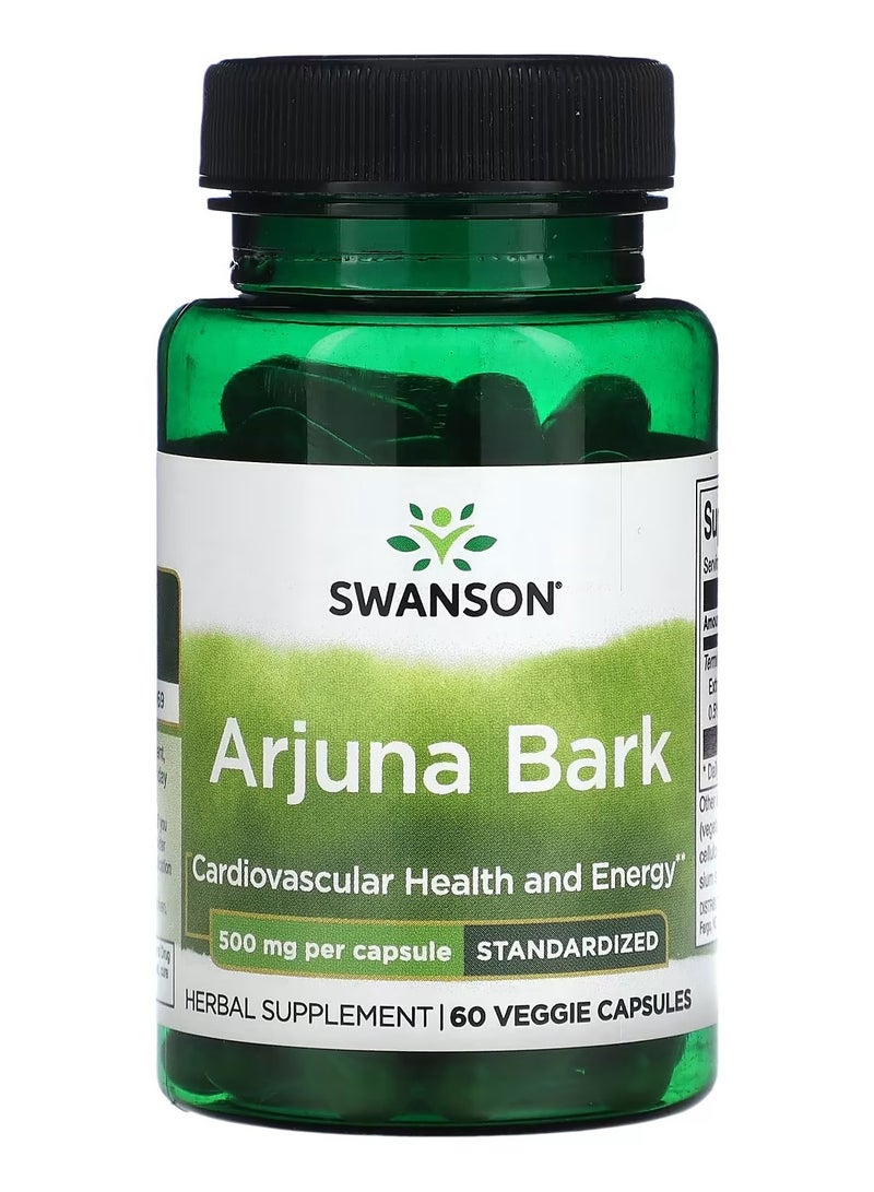 Swanson, Arjuna Bark, Standardized , 500 mg , 60 Veggie Capsules