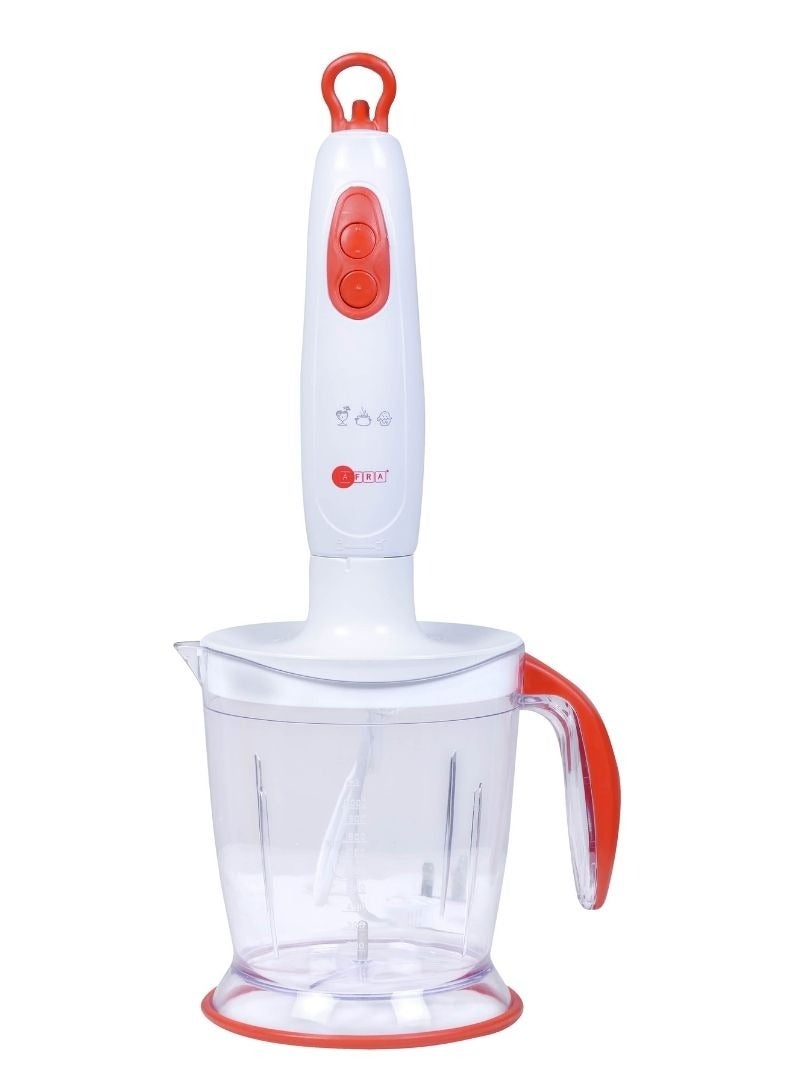 Japan 2 speed, 5- Piece Hand Blender Set, 400W, Stainless Steel Shaft, GMARK, ESMA, ROHS, and CB Certified with 2 years Warranty, White/ Red . AF-7001BL-SET white