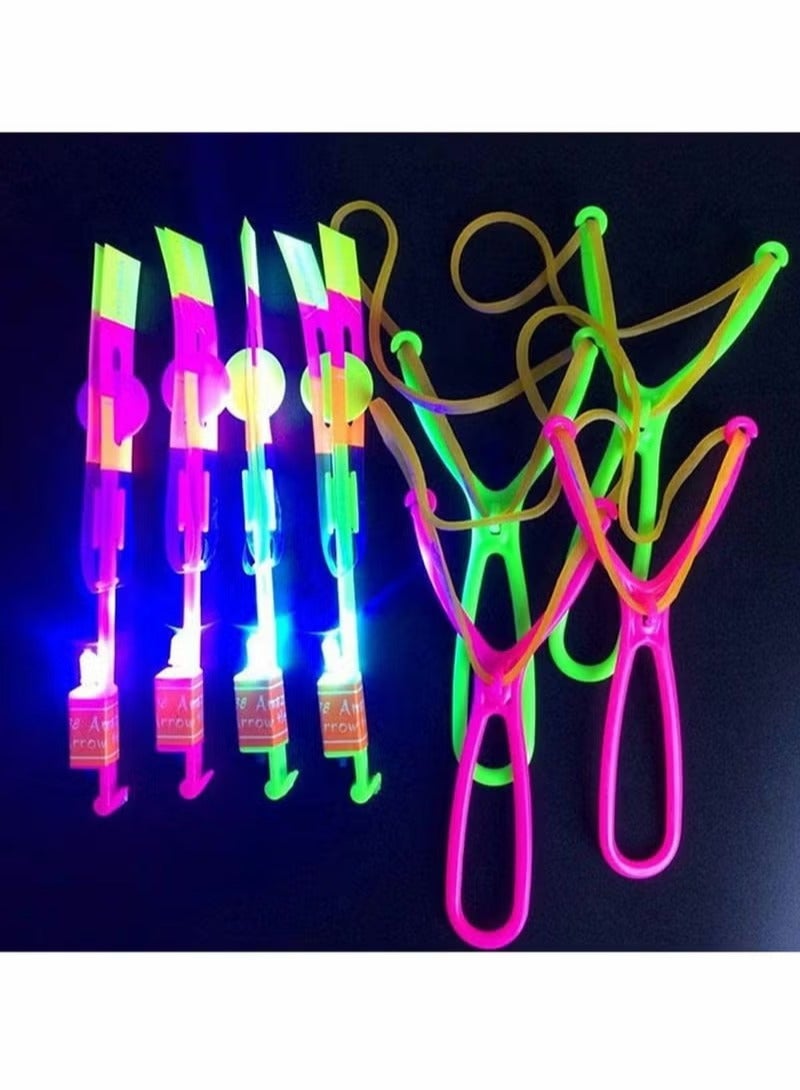 Helicopter Flying Toy, Rocket Slingshot Toy, with LED Lights Glow in The Dark, Fun Party Supplies for Birthday Gifts, Outdoor Game for Children Kids, Educational Toys for Children (20 pcs)