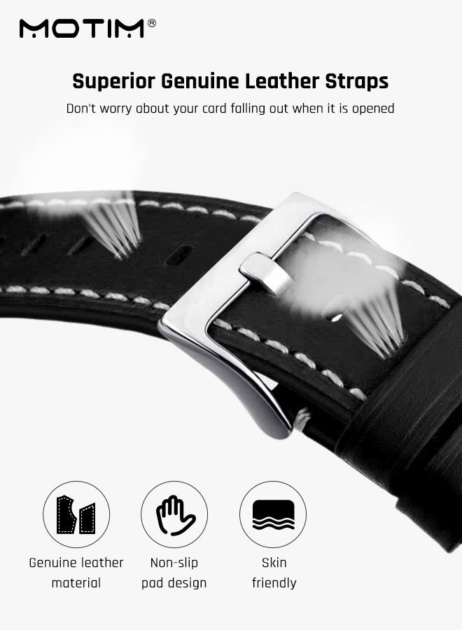 Classic Leather Watch Band Replacement Strap 20mm, Watch Bands Compatible with Samsung Galaxy Watch 7/6/5/4, 40/44mm Replacement Band
