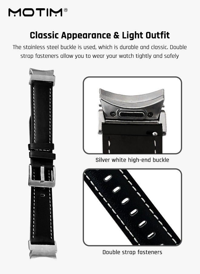 Classic Leather Watch Band Replacement Strap 20mm, Watch Bands Compatible with Samsung Galaxy Watch 7/6/5/4, 40/44mm Replacement Band