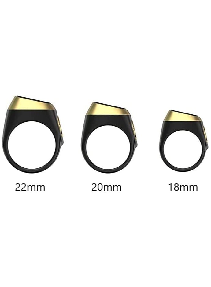 Smart Tasbih Zikr lite Ring, Muslim Prayer, Prayer timing reminder, OLED display Tasbih Counter, Smart Ring, Waterproof- Black 22mm.