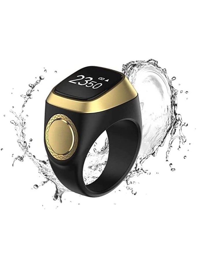 Smart Tasbih Zikr lite Ring, Muslim Prayer, Prayer timing reminder, OLED display Tasbih Counter, Smart Ring, Waterproof- Black 22mm.