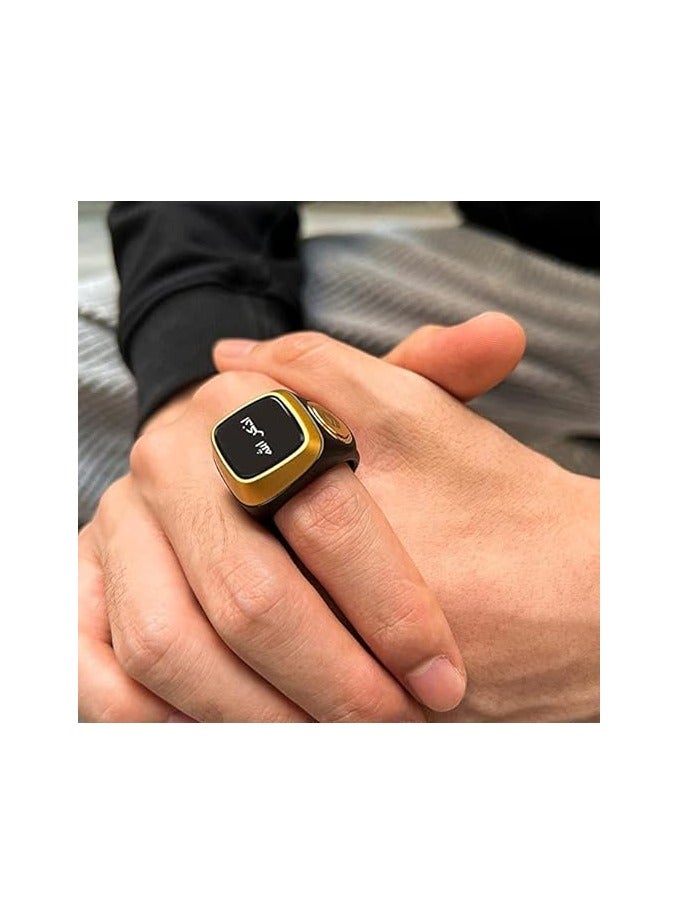 Smart Tasbih Zikr lite Ring, Muslim Prayer, Prayer timing reminder, OLED display Tasbih Counter, Smart Ring, Waterproof- Black 22mm.